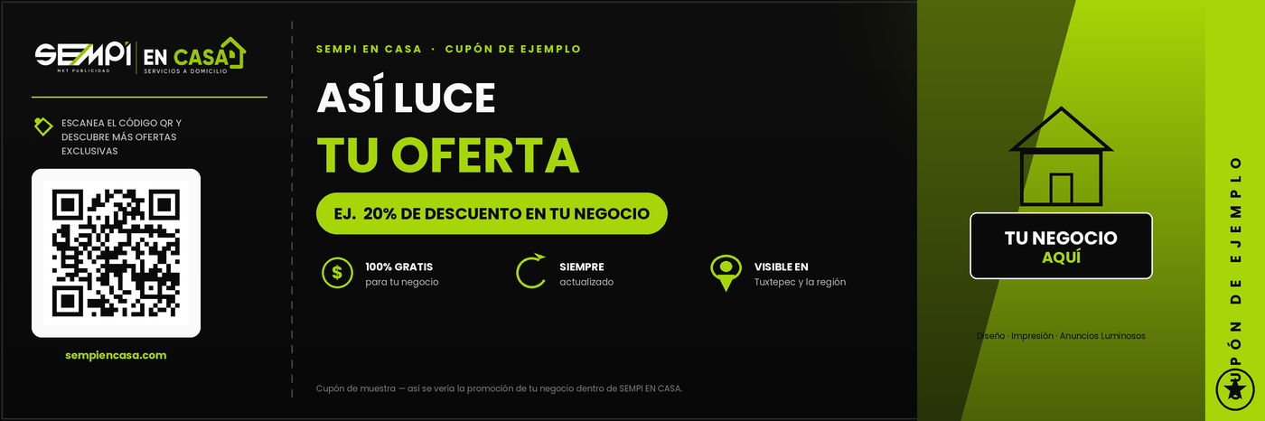 Ejemplo de cupón en SEMPI EN CASA